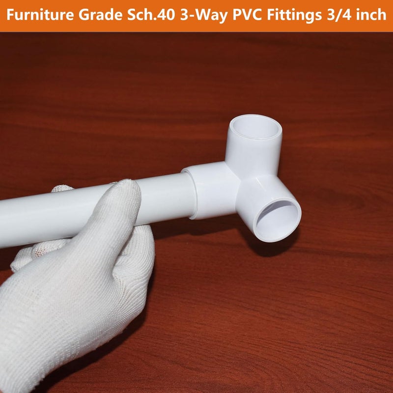 letsFix 3 Way PVC Fittings 3/4 Inch (10-Pack), Furniture-Grade, Heavy-Duty Pipe Connectors for Plumbing, DIY Projects, and Home Furniture Assembly, Compatible with 3/4" Schedule 40 PVC Pipesâ€Œ - Image 2